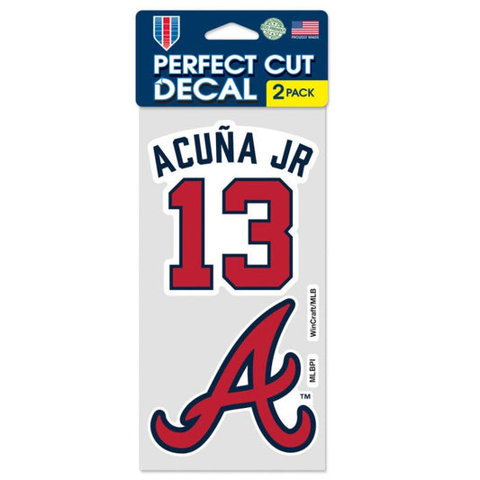 Atlanta Braves Decal Set of two 4"x4" Ronald Acuna Jr