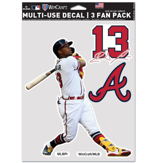 Atlanta Braves Multi Use Decal 3 Fan Pack Ronald Acuna Jr